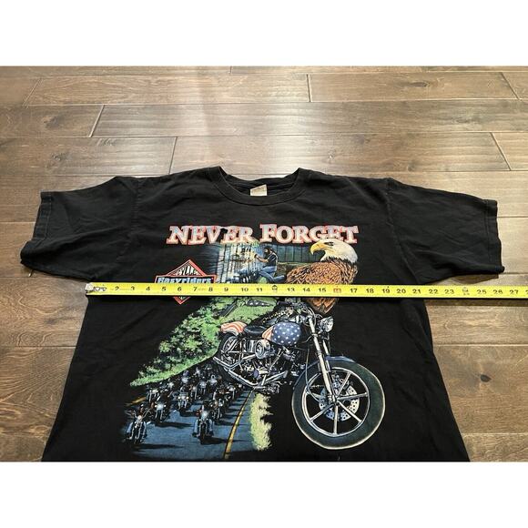 Vintage 90s Anvil Mens Black Easyriders Never Forget Chicago T-Shirt Size L - Picture 7 of 7